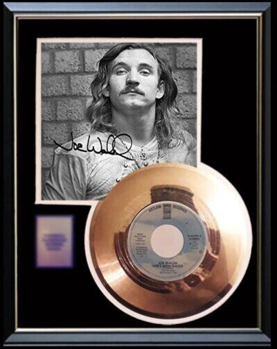 THE EAGLES JOE WALSH LIFE'S BEEN GOOD GOLD RECORD W-PRINTED SIGNED AUTOGRAPH