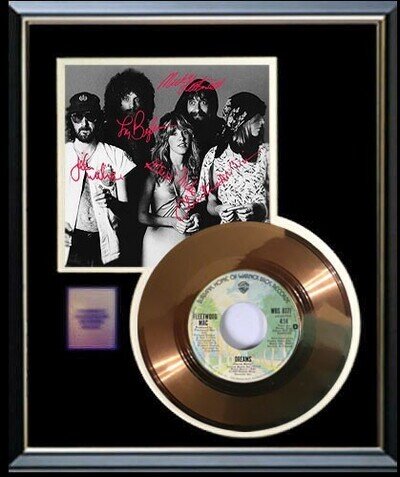 FLEETWOOD MAC DREAMS GOLD RECORD W- SIGNED PRINTED AUTOGRAPHS RARE