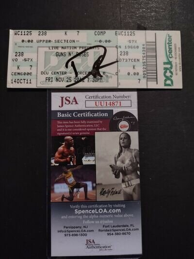 GUNS N ROSES DUFF MCKAGAN JSA SIGNED AUTOGRAPH GNR VINTAGE TICKET 11 25 11 RARE