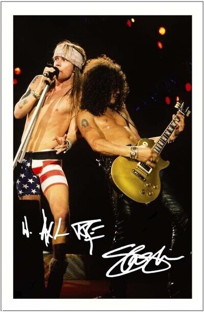 Axl Rose & Slash Guns 'n' Roses GNR Signed 12x8" Photo Pre-Printed - SEE PICS