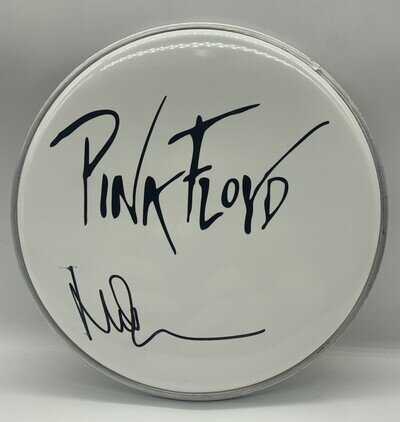 RARE Nick Mason Pink Floyd Signed Drum Skin + COA AUTOGRAPH THE WALL