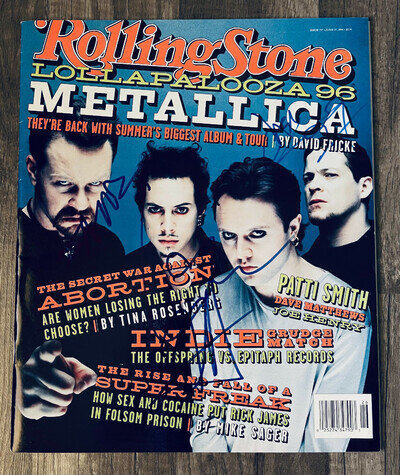 Metallica Signed Autograph 6/96 Rolling Stone Magazine Hetfield +3 BECKETT LOA