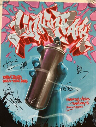 Linkin Park From Zero 8/10 Monterrey, MX SIGNED POSTER Entire Band AUTOGRAPH COA