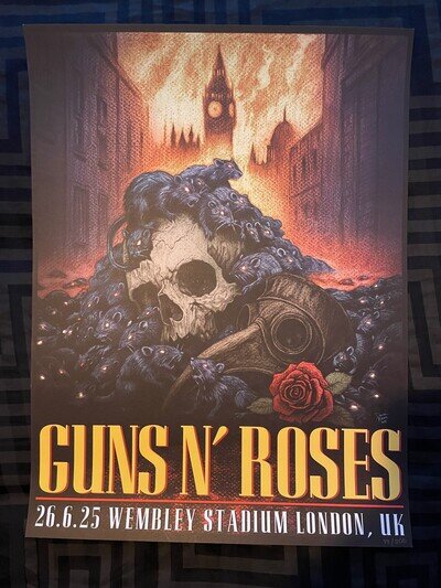 Guns N’ Roses London Wembley Stadium 26th June 2025 Poster Lithograph 77/300