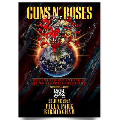 Guns N’ Roses UK Poster Because What You Want Tour 23 June 2025 For Rock Fans