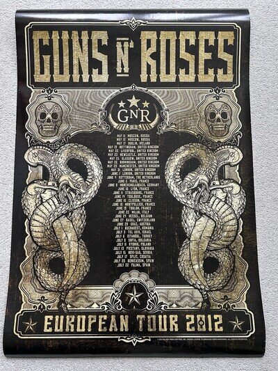Guns N Roses 2012 Official Tour Poster 24 X 36 Inches