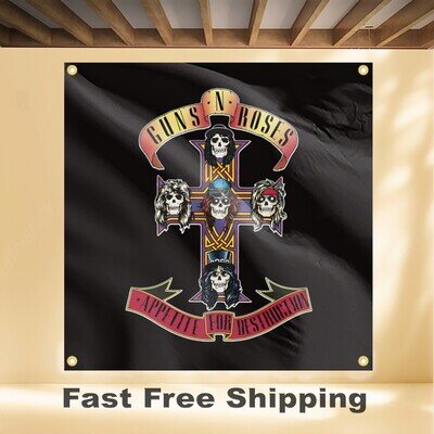 GUNS N' ROSES 4'X4' BANNER ALBUM COVER ART FABRIC POSTER FLAG TAPESTRY