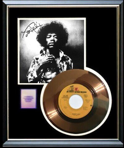 JIMI HENDRIX FOXY LADY GOLD RECORD 45 W/ PRINTED SIGNED AUTOGRAPH RARE NON RIAA