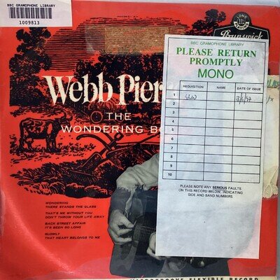 WEBB PIERCE BBC GRAMOPHONE LIBRARY 10” RECORD “THE WONDERING BOY” (Brunswick)