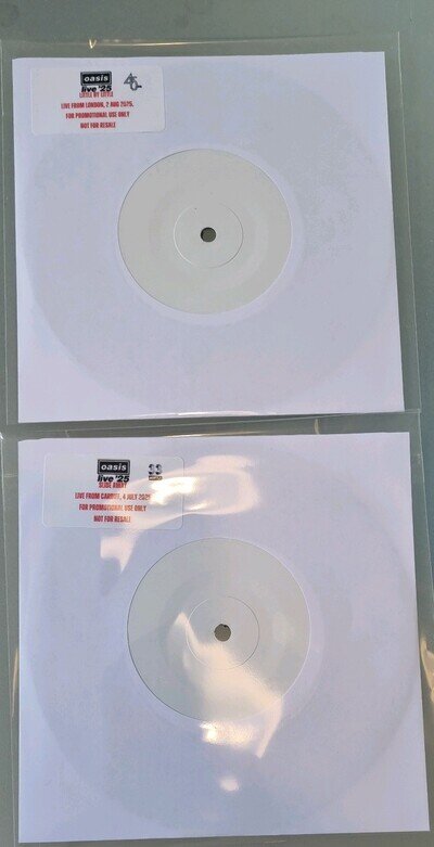Oasis 2 X 7" Vinyl Promo Records Little By Little + Slide Away Live 25