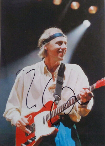 MARK KNOPFLER DIRE STRAITS, AUTOGRAPHED A4 PHOTOGRAPH.