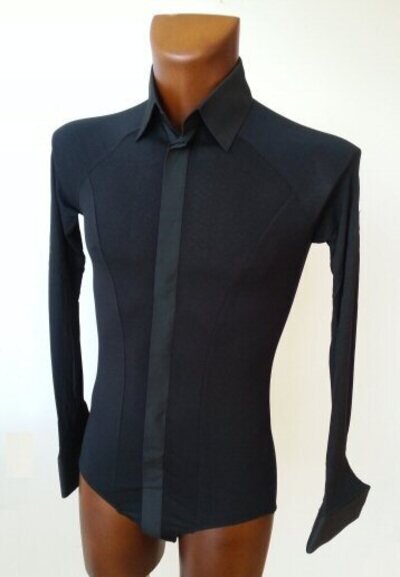 MENS STRETCH DANCE SHIRT BUILT ON SHORTS FOR BALLROOM DANCE, ICE SKATING