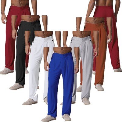 Men Latin Jazz Ballroom Dance Pants Elastic Waist Perfomance Trousers Dancewear