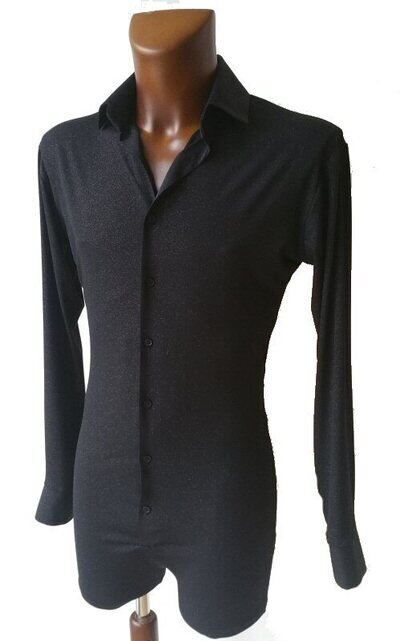 SPARKLE UNDER SPOTLIGHT MENS LATIN / PARTY BLACK BODY SHIRT ON SHORTS