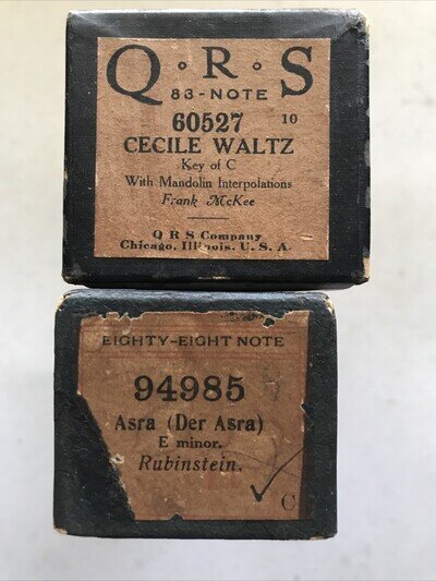 2 Piano Rolls 88 Note 94985 Asra QRS 60527 Cecile Waltz
