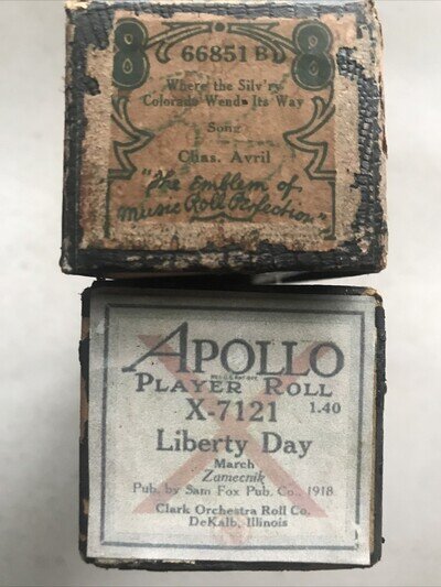 2 x Piano Rolls 88 NOTE Where the Silvery Colorado APOLLO 7121 Liberty Day