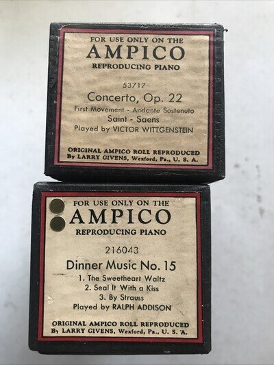 2 AMPICO PIANO ROLLS 53717 Concerto Op.22 216043 Dinner Music No.15