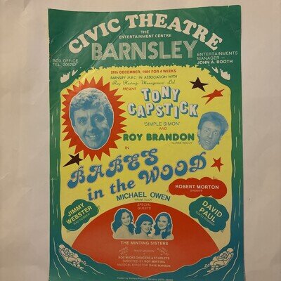 Babes In The Wood A4 Pantomime Poster 1984 Barnsley Civic Theatre