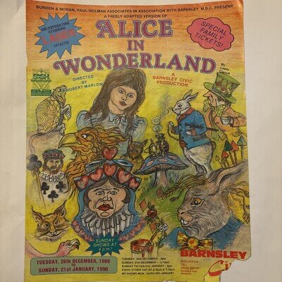 Alice In Wonderland Pantomime Poster 1989 Barnsley Civic Theatre