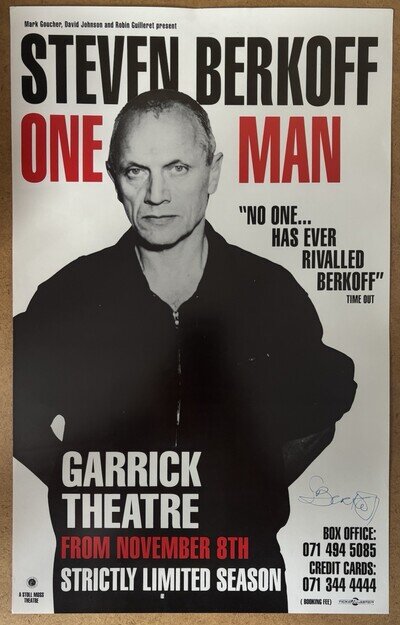 Original 1993 Steven Berkoff ‘One Man’ Hand Signed Poster
