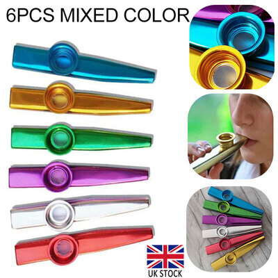 6x Metal Kazoo Harmonica Instrument Musical Mouth Flute Toys for Kids Party Gift