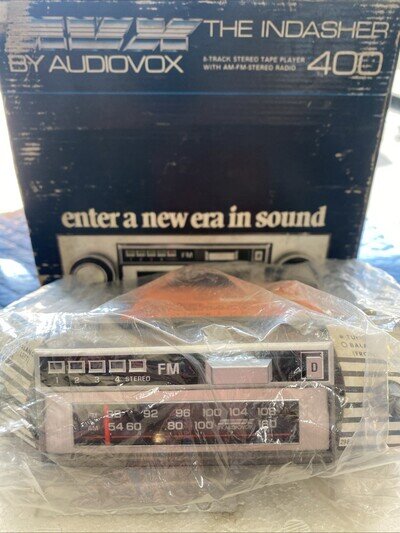 Audiovox Car AM/FM RADIO 8 Track Player Indasher 400 In Box Untested