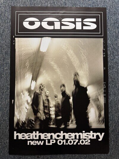 RARE VINTAGE 77x52 RECORD STORE BILLBOARD POSTER - OASIS - HEATHEN CHEMISTRY 02
