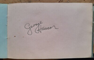 Geoege Harrison signed autograph page, the beatles