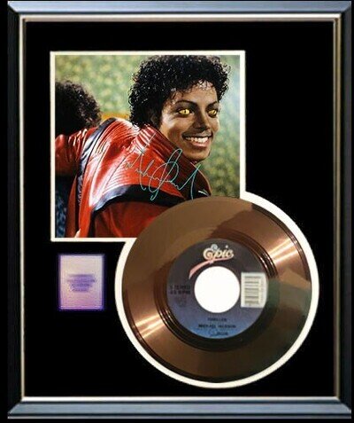 MICHAEL JACKSON THRILLER 45 RPM GOLD RECORD W-AUTOGRAPH PRINTED SIGNED RARE!