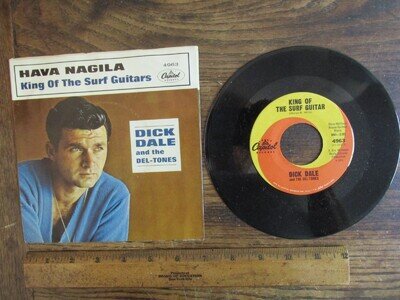 Vintage 45 Record Dick Dale King of Surf Guitars Hava Nagila RARE PIcture Sleeve