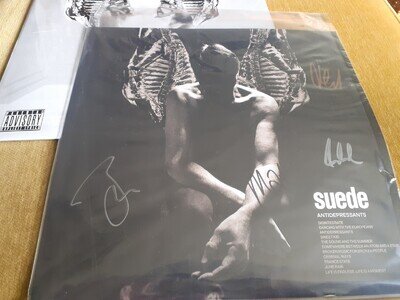 Suede Antidepressants Signed White Vinyl LP Record Album New Sealed Signed Print