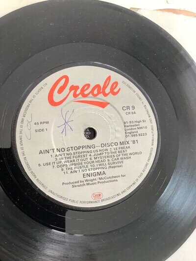 Enigma. Ain’t no stopping Disco Mix 81. . 7” single. 1981. Creole