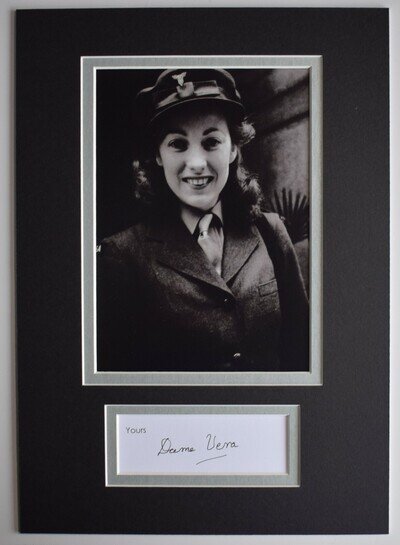Vera Lynn Signed Autograph A4 photo display WW2 Forces Sweetheart Music COA