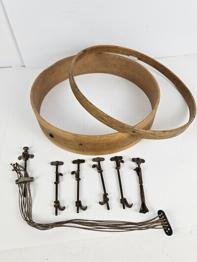 Antique Snare Drum Percussion Parts; Tension Rods, Strainer, Maple Shell & Hoop