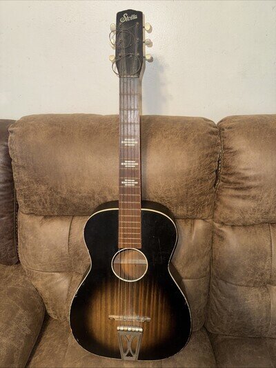 Vintage RARE Stella by Harmony Solid Birch Parlor Guitar