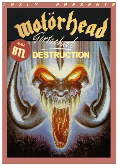 MOTORHEAD "1988 french gig poster + girlschool+destruction " POSTER Repro A3
