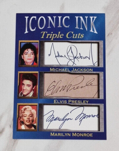 MICHAEL JACKSON / ELVIS PRESLEY / MARILYN MONROE / AUTOGRAPH CARD / ICONIC INK