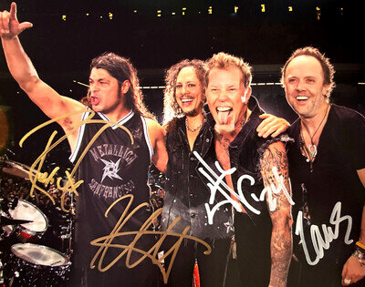 METALLICA Signed (LARS, JAMES, KIRK, ROB) 8x10" Authentic Autographs with COA