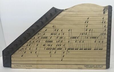 Vintage "Harbert Italiana Harp Milano Italy" with Sheet Music and Tuning Tool