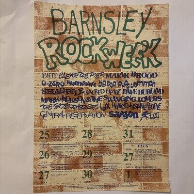 Barnsley Rock Week A3 Poster Circa Early 90s