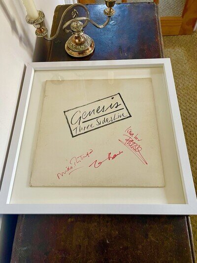 Phil Collins Banks Rutherford Signed GENESIS vinyl LP original THREE SIDES LIVE Phil Collins Banks Rutherford Signed GENESIS vinyl LP original THREE SIDES LIVE