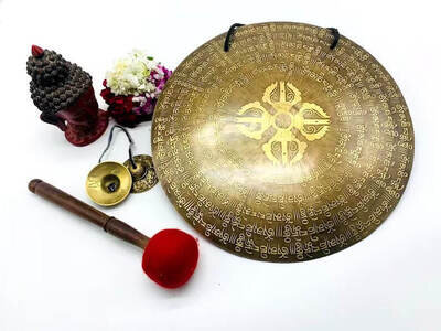 20 inches Diameter Mantra Carved Himalayan gong-Tibetan gong-Chakra healing