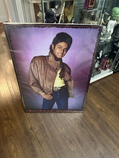 Vintage Michael jackson Poster USA brown Leather Jacket MJ