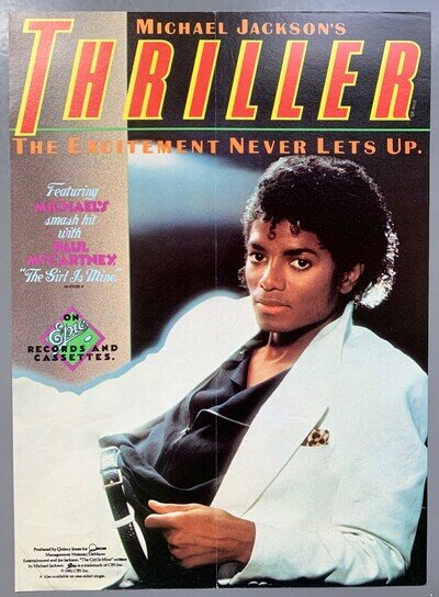 MICHAEL JACKSON original 1982 POSTER ADVERT THRILLER