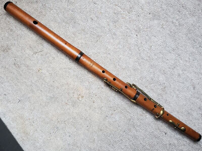 Very Old. Beautiful Brown Wood Boxwood Flute "A.K. Hütl, Graslitz"
