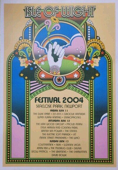 ISLE OF WIGHT FESTIVAL 2004 A3 POSTER STEREOPHONICS THE WHO DAVID BOWIE