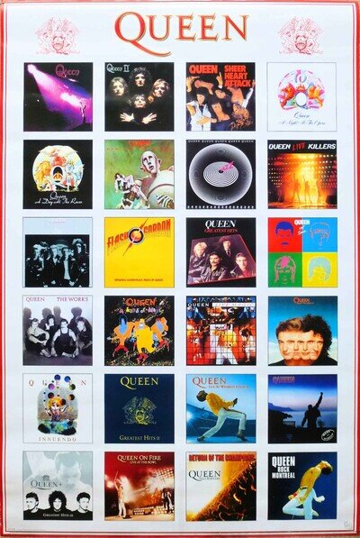 Large Queen Album Covers Maxi Poster (91.5cm x 61cm). Official Merchandise