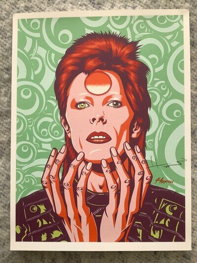 David Bowie Poster Signed by Justin Hampton