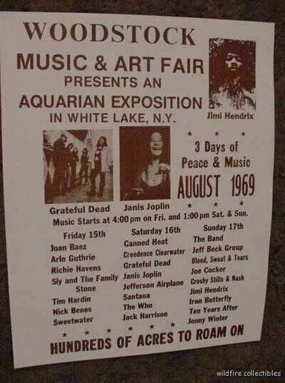 WOODSTOCK MUSIC CONCERT FESTIVAL 1969 POSTER PRINT 60'S art hippie photo sepia