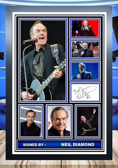 (477) neil diamond signed unframed/framed photograph reprint Music Memorabilia.